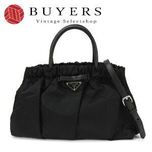 Prada Handbag Black Bag Ribbon Black Toto Tote Nero